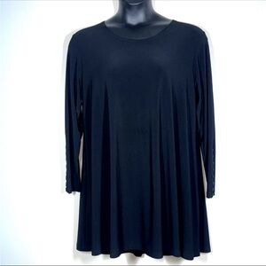 Sympli Grand Womens 0G 18 20 18W Demi Plus Tunic Top Black Knit 3/4 button sleev